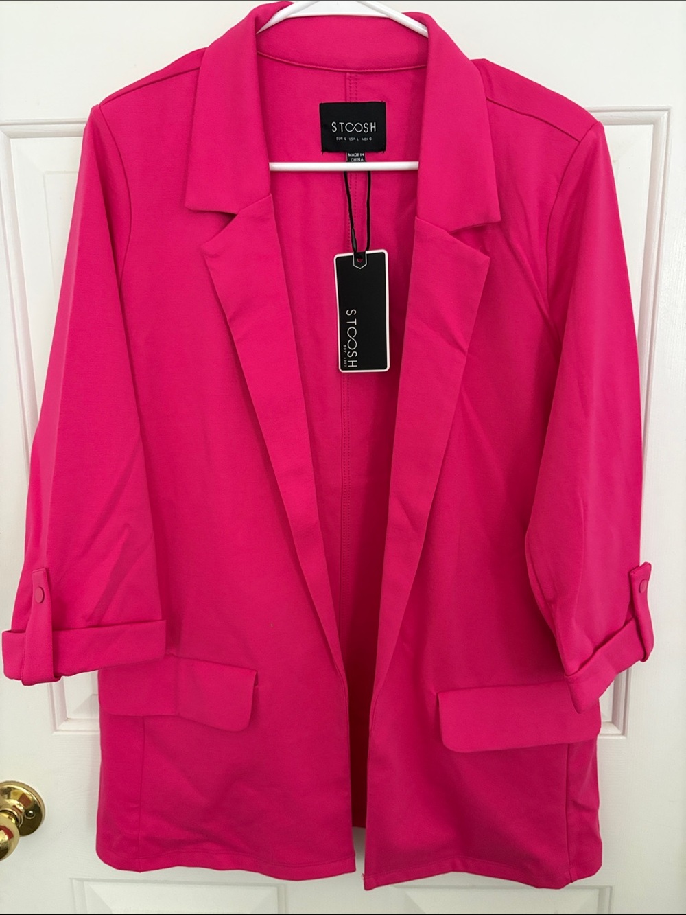 Stoosh Bright Hot Pink Open Front Blazer